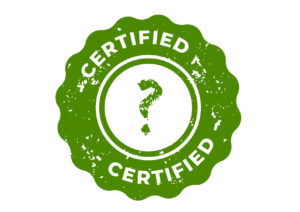 Logo verde certifica con punto interrogativo