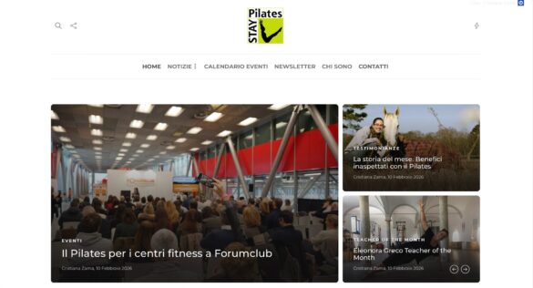 Screenshot dell'homepage del sito Stay Pilates